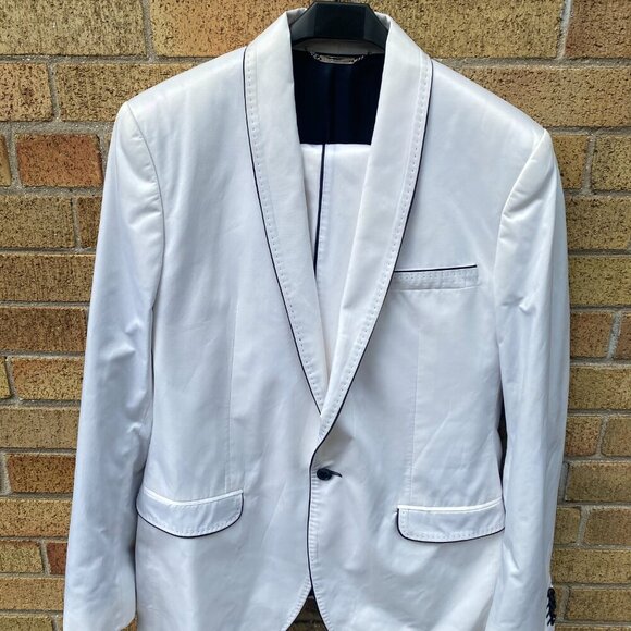 Dolce & Gabbana White Tuxedo Suit Jacket Wedding Suit & Pants Size 44R Size 36W - Picture 6 of 16